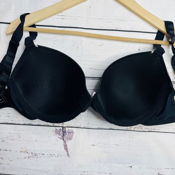 Body Flirt black with soft pink lace padded bra - Picture 7 of 12